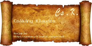 Csákány Klaudia névjegykártya